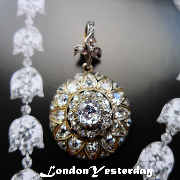 STUNNING 18CT GOLD AND SLIVER VICTORIAN OLD CUT DIAMOND PENDANT