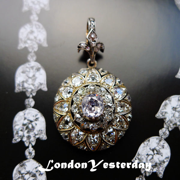 STUNNING 18CT GOLD AND SLIVER VICTORIAN OLD CUT DIAMOND PENDANT 