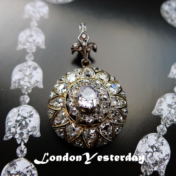 STUNNING 18CT GOLD AND SLIVER VICTORIAN OLD CUT DIAMOND PENDANT
