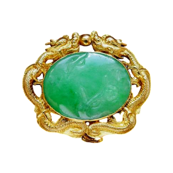 CHINESE NATURAL JADEITE JADE 20CT GOLD MARKED WH SIGNED