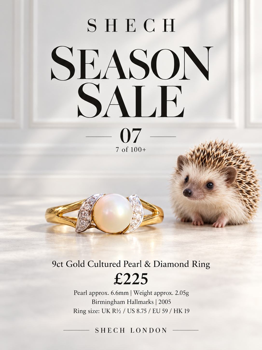 9ct Yellow Gold Cultured Pearl and Diamond Ring | Birmingham Hallmarks, 2005