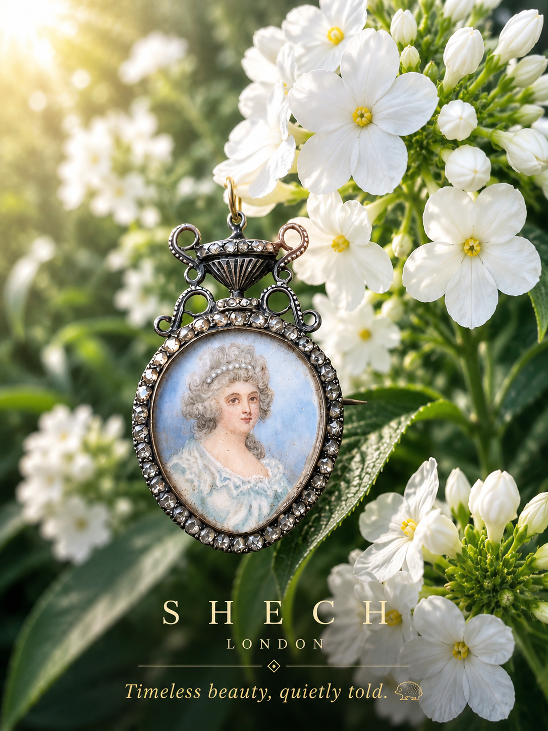 Georgian Portrait Miniature Brooch | c.1820 | 18K Gold & Silver | Antique Rose Cut Diamond | Hand-Painted Portrait | Museum Quality