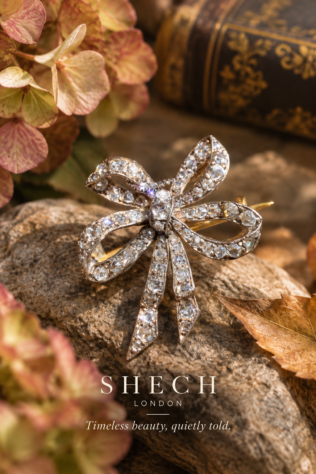 Late Victorian 18ct Gold & Silver Rose-Cut Diamond Bow Brooch Pendant, c.1890
