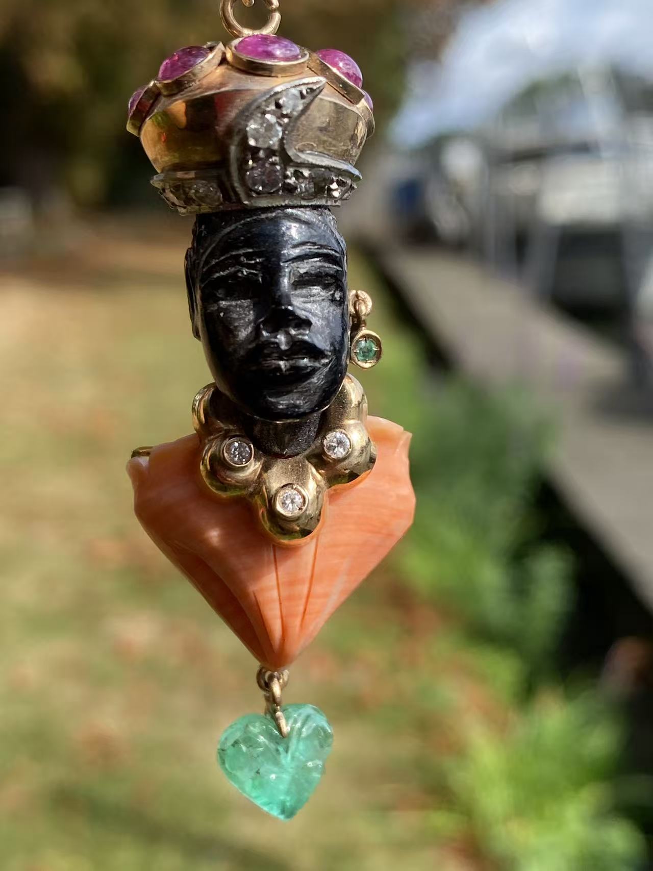 Venetian Blackamoor Pendant Mid-20th Century in 14K Gold