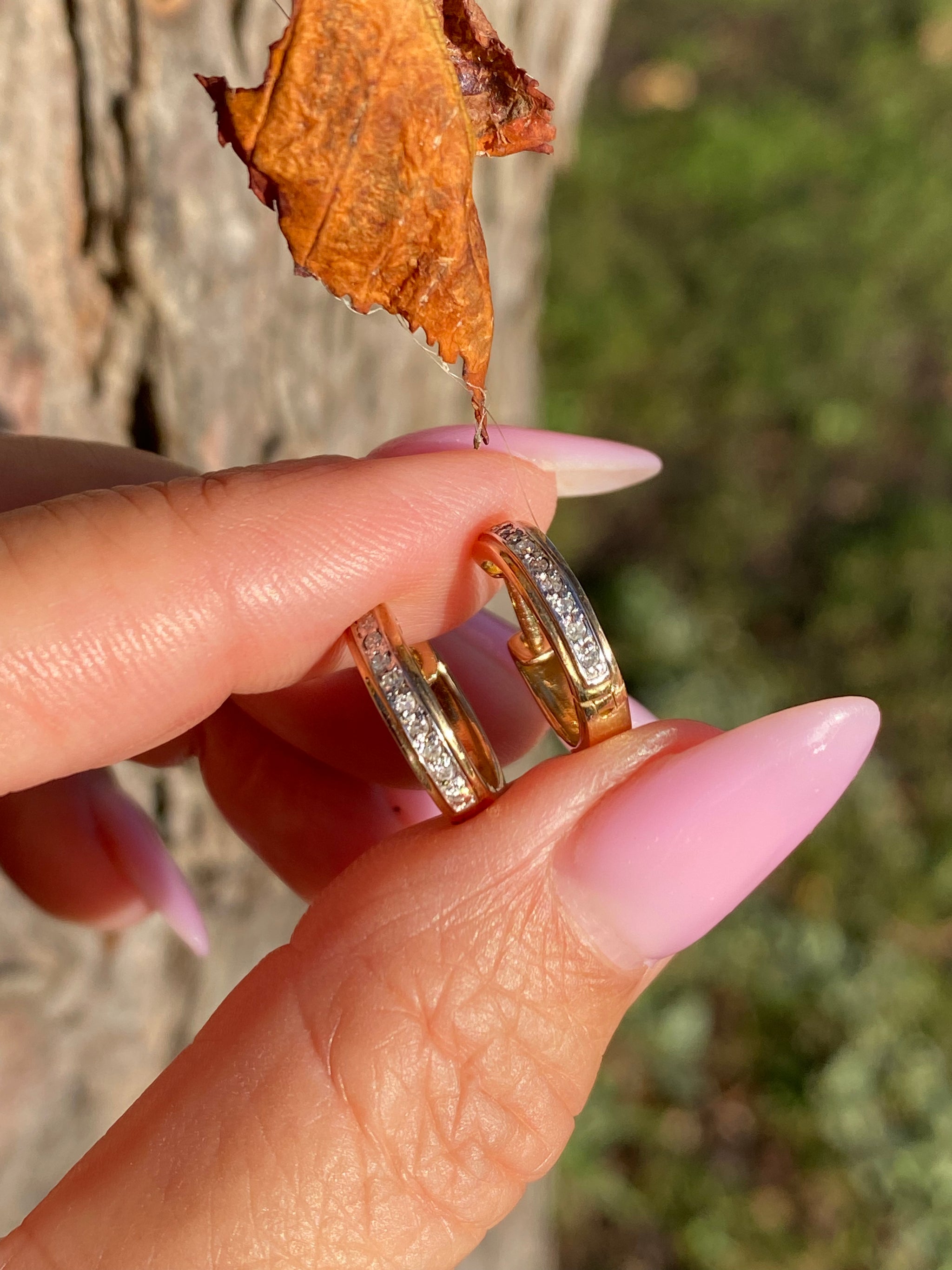 British 9ct Gold Diamond Hoop Earrings | Hallmarked 9K Gold | Natural Diamonds | Vintage Fine Jewellery