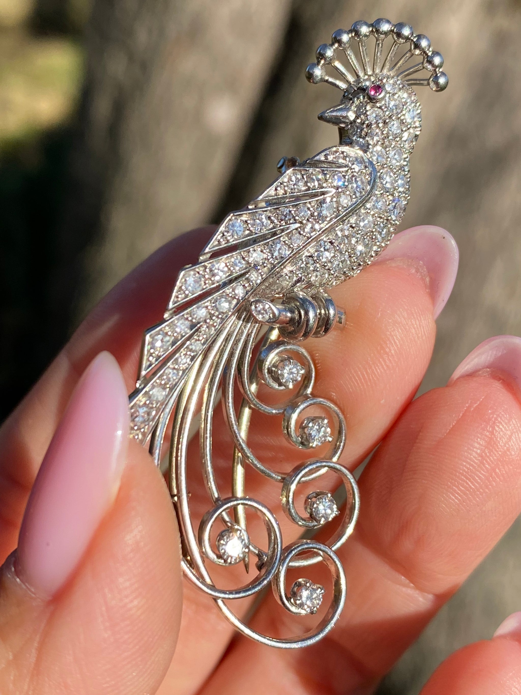 Vintage Diamond Peacock Brooch | 18K Gold | Animal Motif | Fine Jewellery | Collector’s Piece