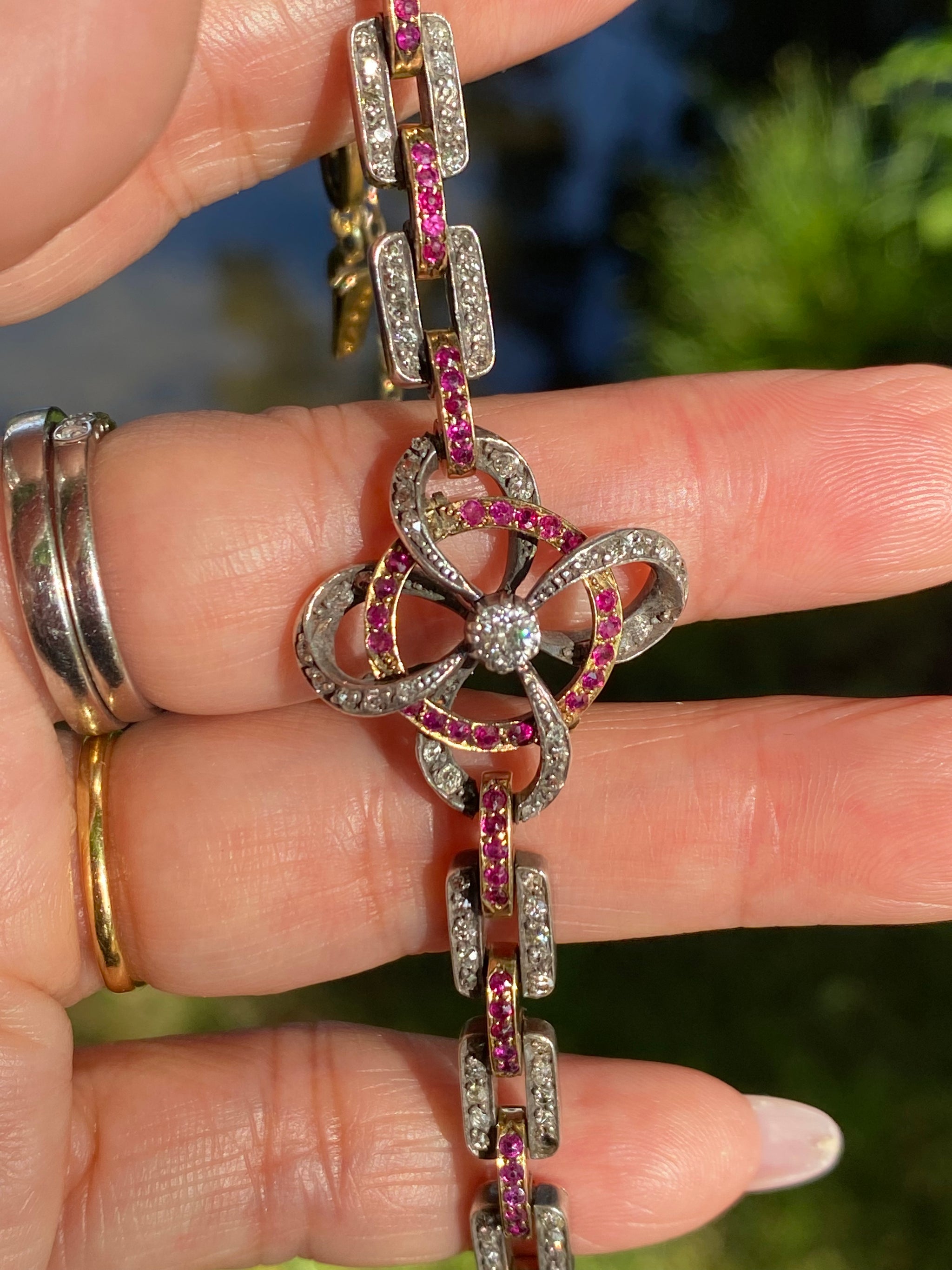 Victorian Ruby & Diamond Bracelet | c.1880 | 15ct Gold & Silver | Antique Ruby Bracelet