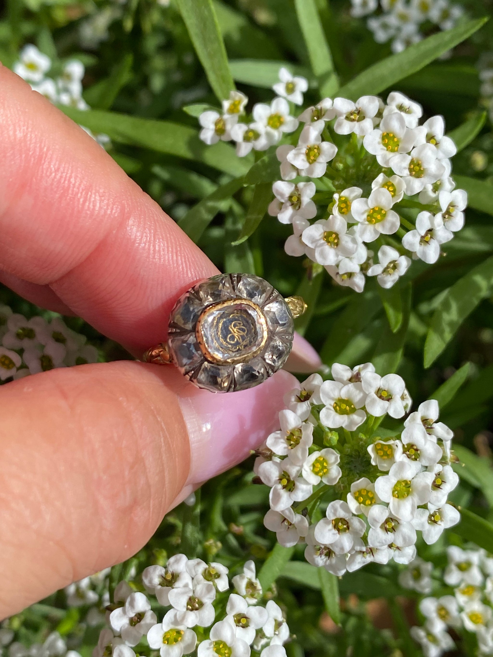17th Century Stuart Crystal Ring | Paste Halo | 15k Gold