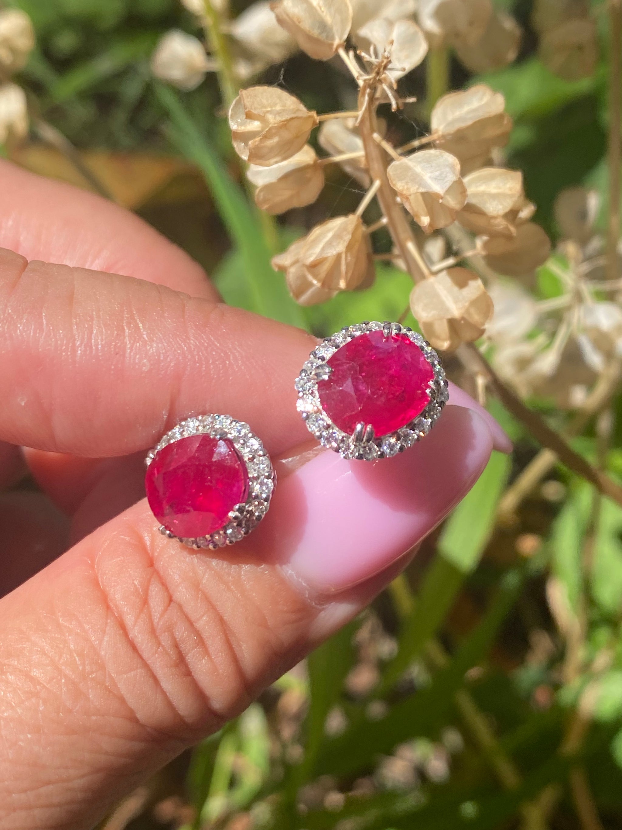 Natural Ruby & Diamond Stud Earrings | 4.88ct Rubies & 0.75ct Diamonds | Pt950 Platinum | Fine Estate Jewellery