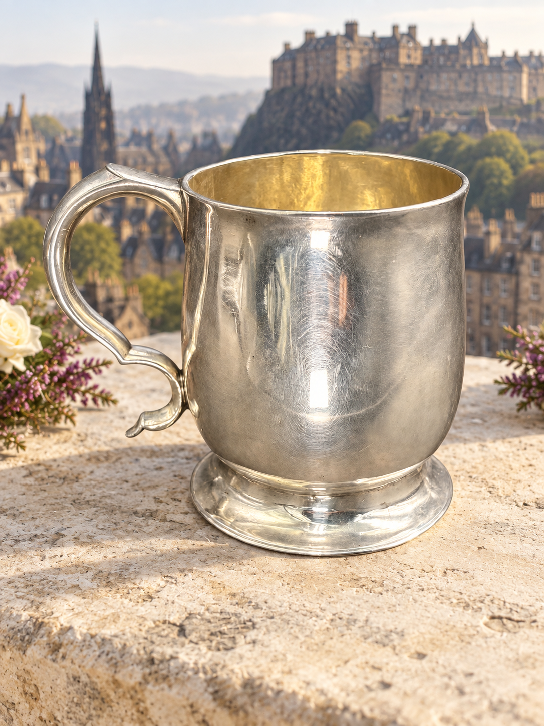 1735 Scottish Sterling Silver Small Mug by Alexander Farquharson, Edinburgh — Early Georgian Antique Silver Cup