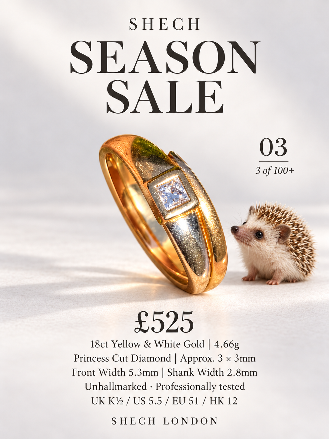 SHECH SEASON SALE 100+ 03 | 18ct Two Tone Gold Princess Cut Diamond Ring