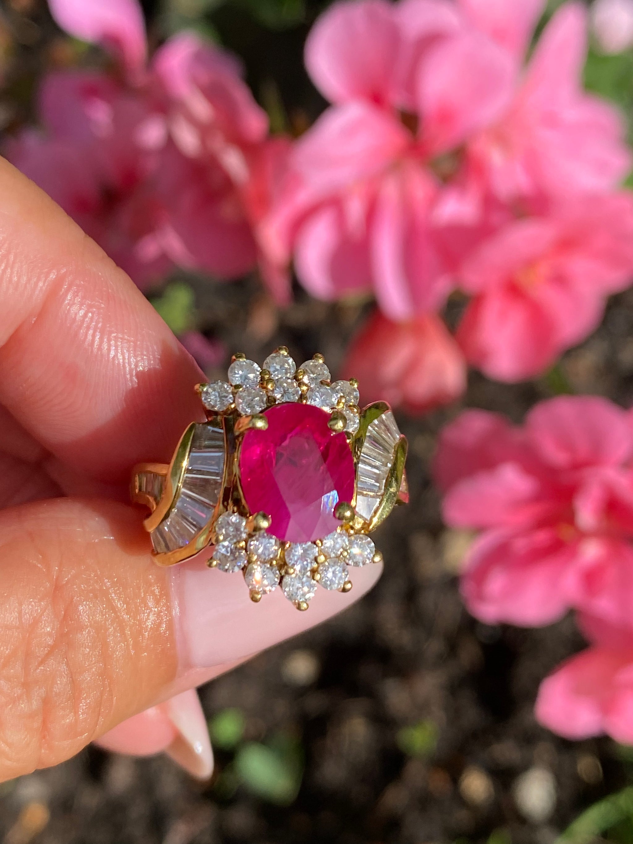 18ct Gold Certified Natural Burmese Mogok Ruby and Diamond Ring Elegant Design