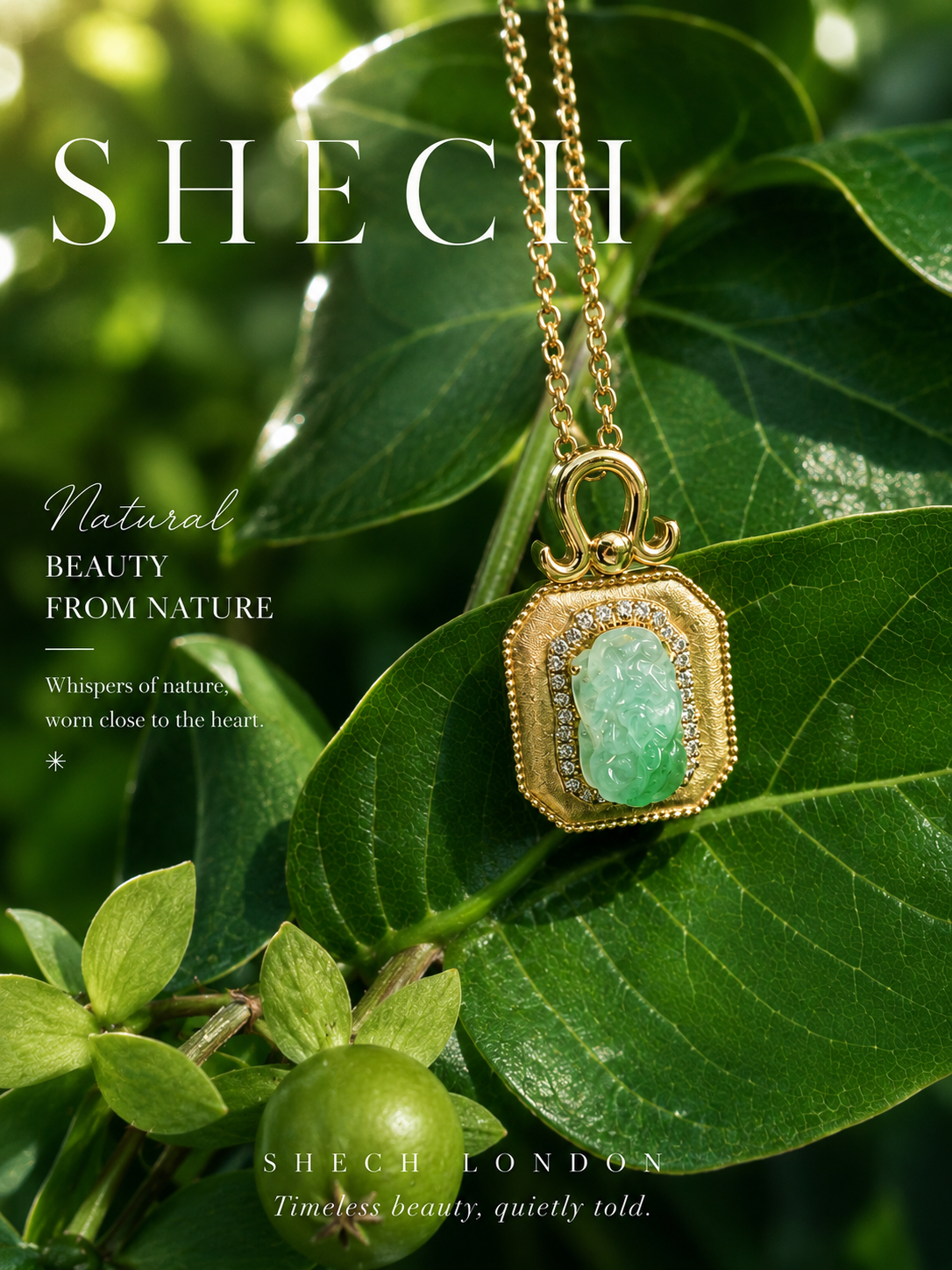 Natural Jadeite Pixiu Pendant in 18K Gold with Natural Diamonds