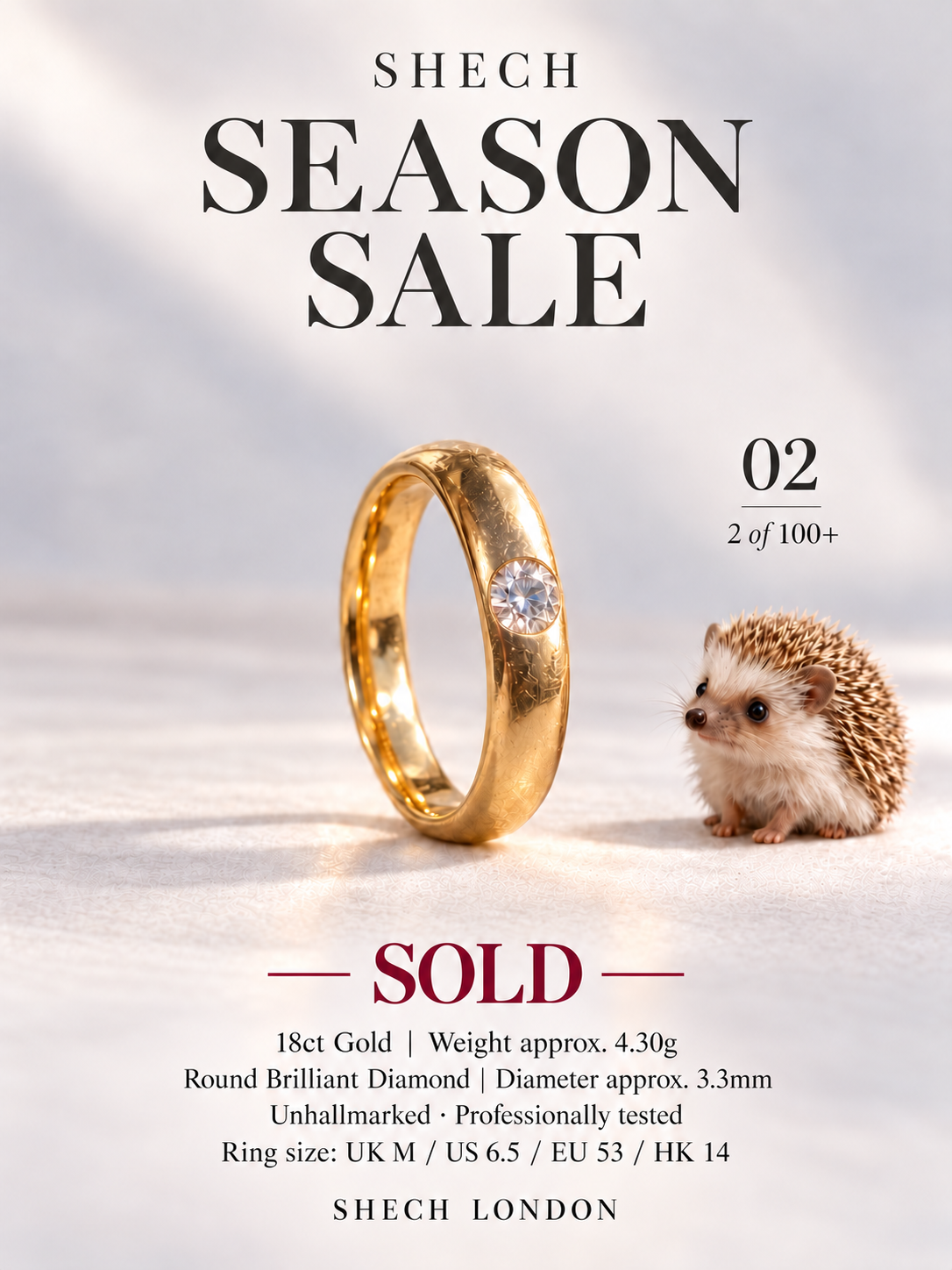 SHECH SEASON SALE 100+ 02 | 18ct Gold Flush Set Diamond Ring
