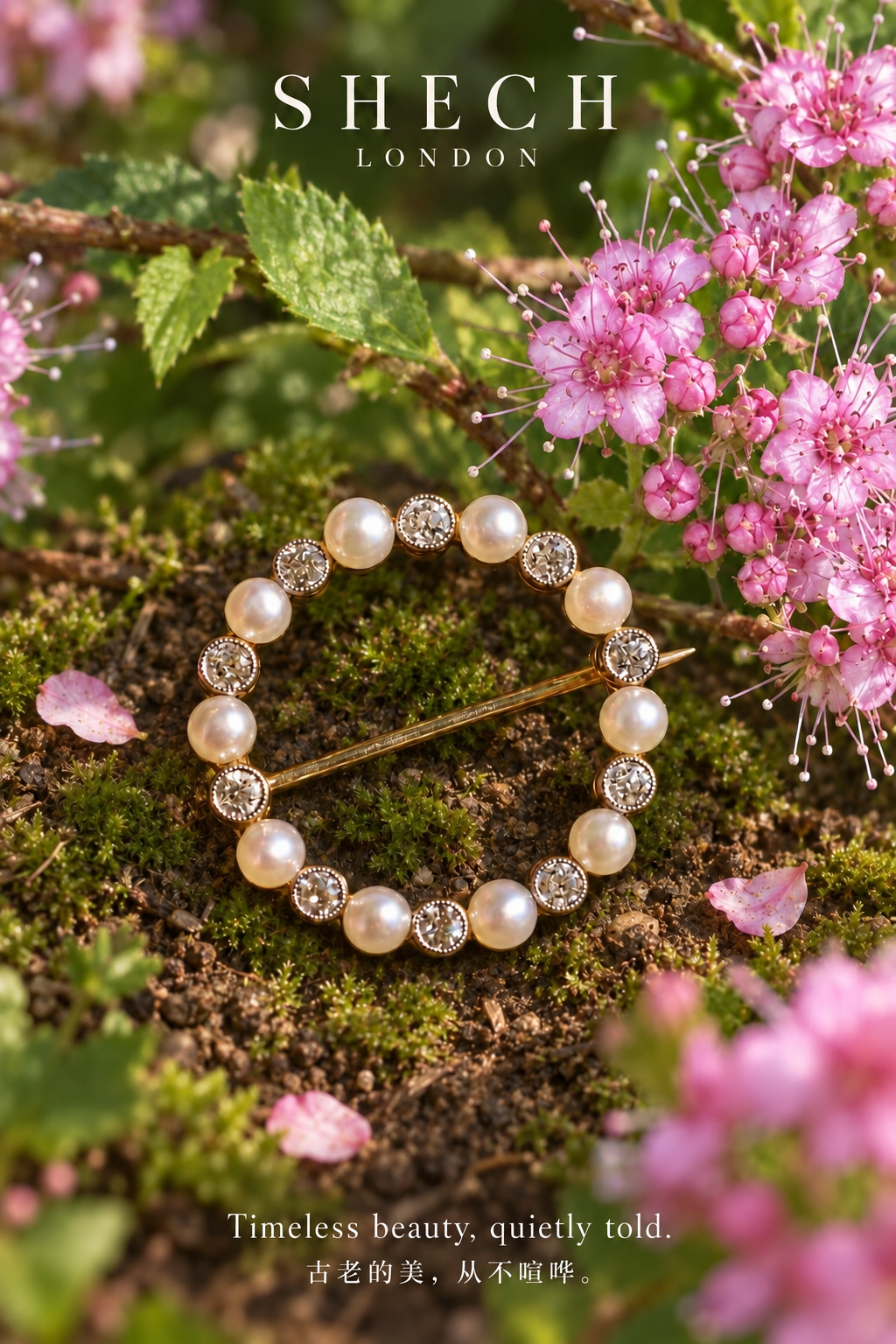 Edwardian 18ct Gold, Platinum-Fronted Old-Cut Diamond & Cultured Pearl Eternity Circle Brooch, Circa 1900–1915