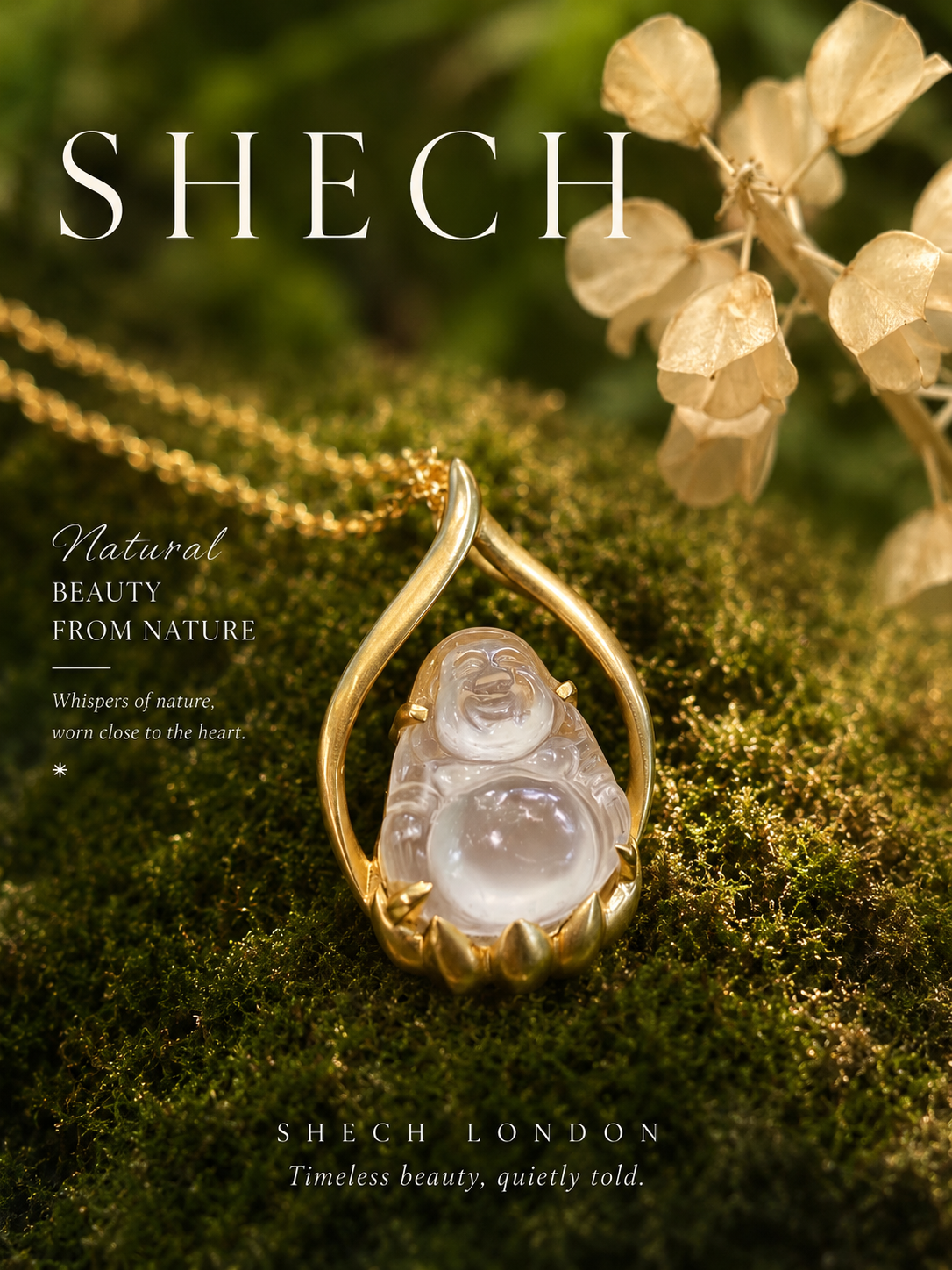 Natural Jadeite Laughing Buddha Pendant in 18K Gold