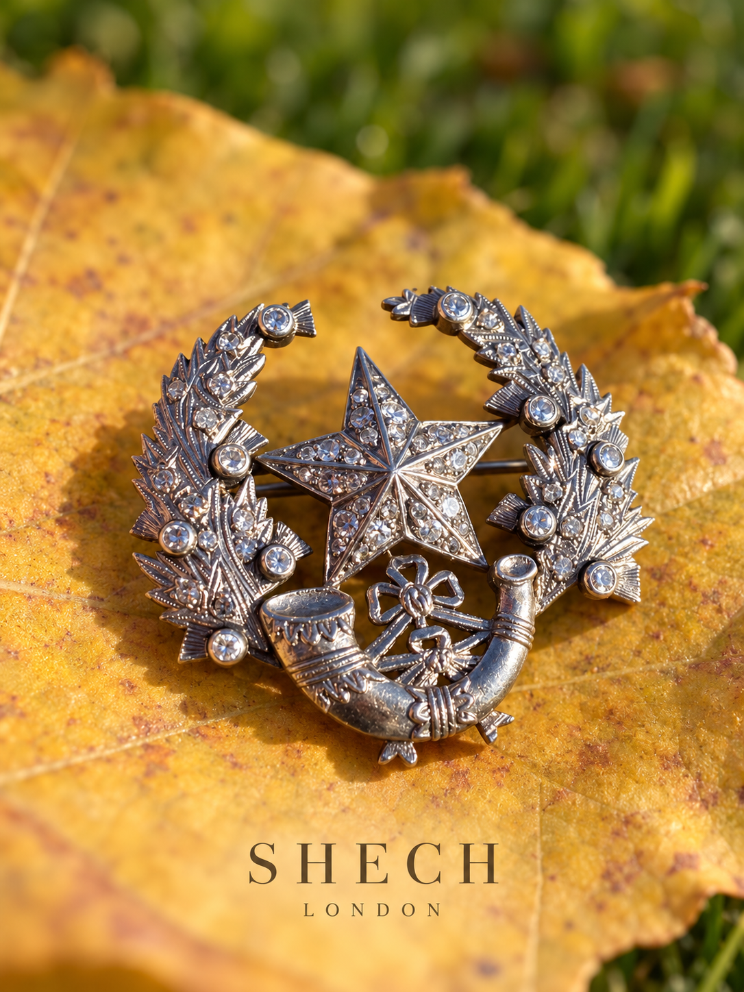 Antique Platinum & Natural Diamond Cameronians (Scottish Rifles) Sweetheart Brooch | c.1890–1915