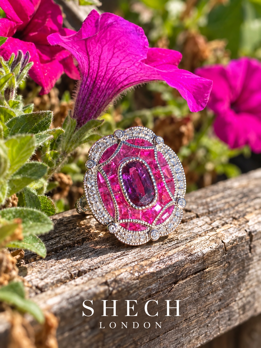 PT950 Platinum Natural Burmese Ruby & Diamond Ring | Art Deco Style | GGL Certificate