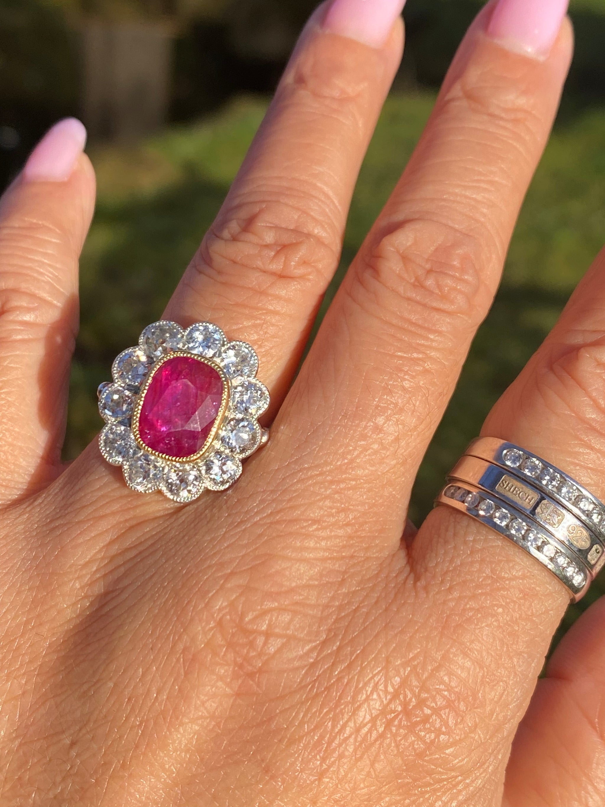 DEPOSIT- antique Ruby diamond ring