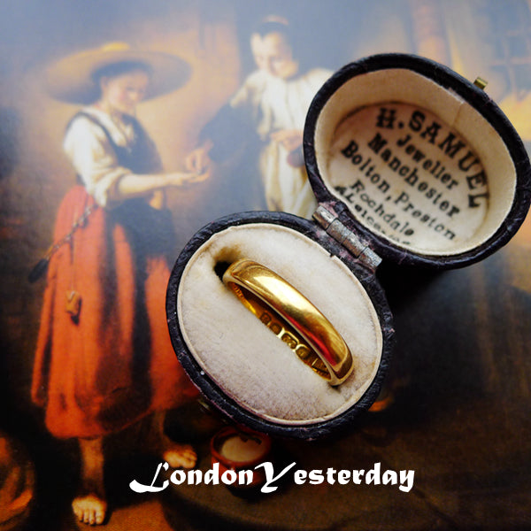 ENGLISH 22K YELLOW GOLD FULLY HALLMARKED LONDON C1896 WEDDING BAND RING