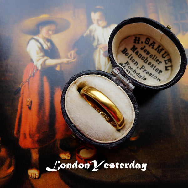 ENGLISH 22K YELLOW GOLD FULLY HALLMARKED LONDON C1896 WEDDING BAND RING