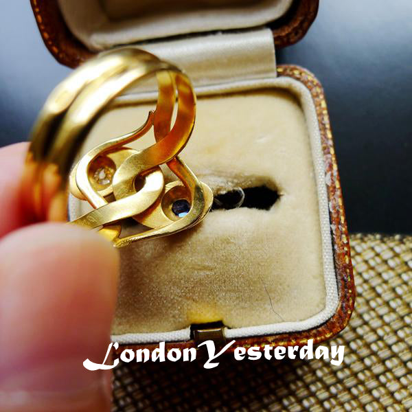 EDWARDIAN 18CT GOLD NATURAL SAPPHIRE DIAMOND SNAKE RING