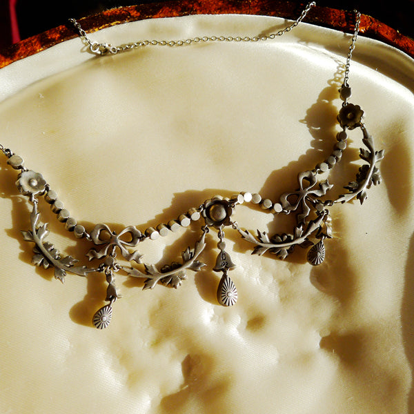 BELLE EPOQUE FRENCH SILVER MARKED PASTE ELEGANT NECKLACE