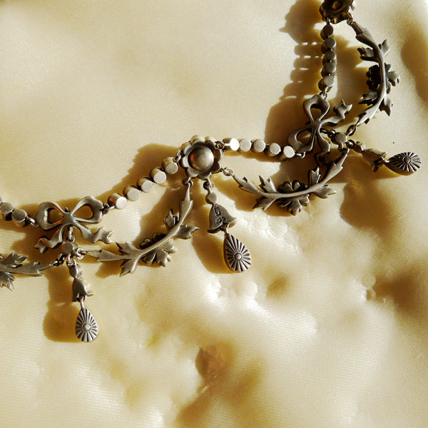BELLE EPOQUE FRENCH SILVER MARKED PASTE ELEGANT NECKLACE