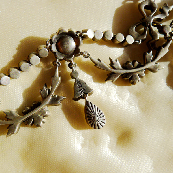 BELLE EPOQUE FRENCH SILVER MARKED PASTE ELEGANT NECKLACE