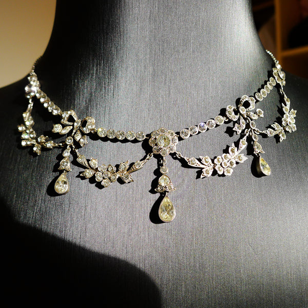 BELLE EPOQUE FRENCH SILVER MARKED PASTE ELEGANT NECKLACE