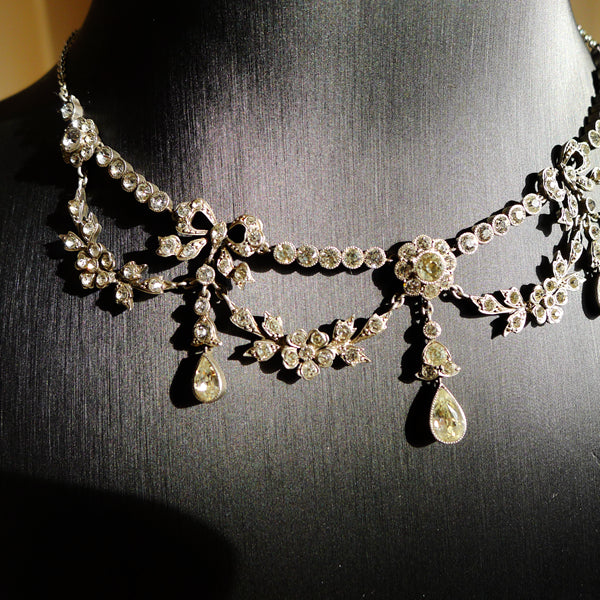 BELLE EPOQUE FRENCH SILVER MARKED PASTE ELEGANT NECKLACE