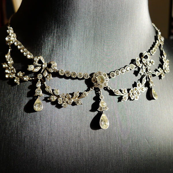 BELLE EPOQUE FRENCH SILVER MARKED PASTE ELEGANT NECKLACE