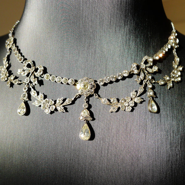 BELLE EPOQUE FRENCH SILVER MARKED PASTE ELEGANT NECKLACE