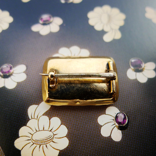 GEORGIAN 15CT GOLD GHAIR ART CLASSIC BROOCH