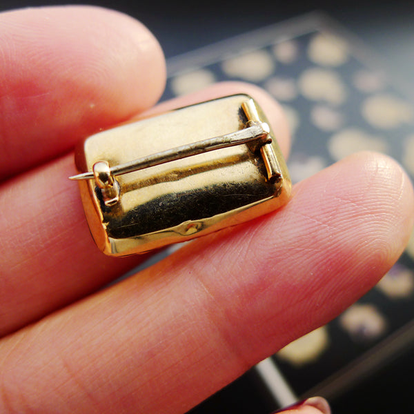 GEORGIAN 15CT GOLD GHAIR ART CLASSIC BROOCH