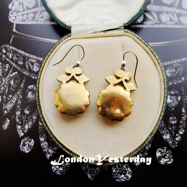 GEORGIAN SILVER AND GOLD BEAUTIFUL FLORAL PASTE EARRINGS