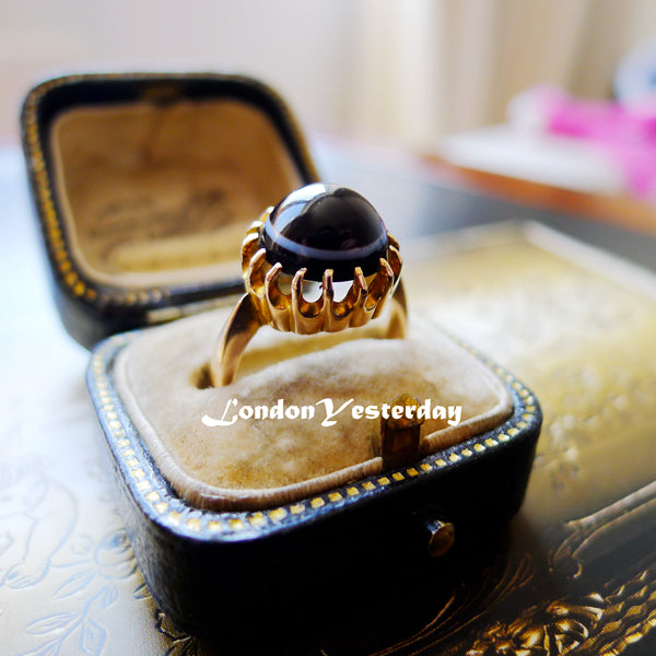 ENGLISH 9CT GOLD HALLMARKED CHESTER C1920 BANDED AGATE RING