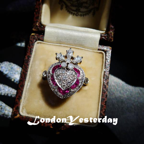 ART DECO 18CT GOLD AND PLATINUM NATURAL RUBY DIAMOND RING