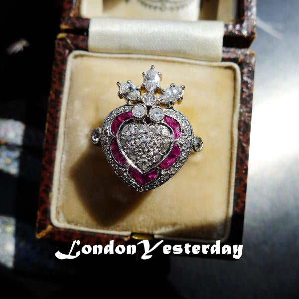 ART DECO 18CT GOLD AND PLATINUM NATURAL RUBY DIAMOND RING