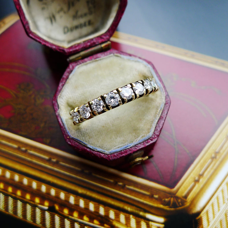 ENGLISH 18CT GOLD HALLMARKED HALF ETERNITY DIAMOND RING