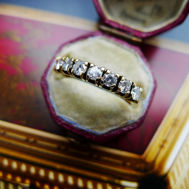 ENGLISH 18CT GOLD HALLMARKED HALF ETERNITY DIAMOND RING
