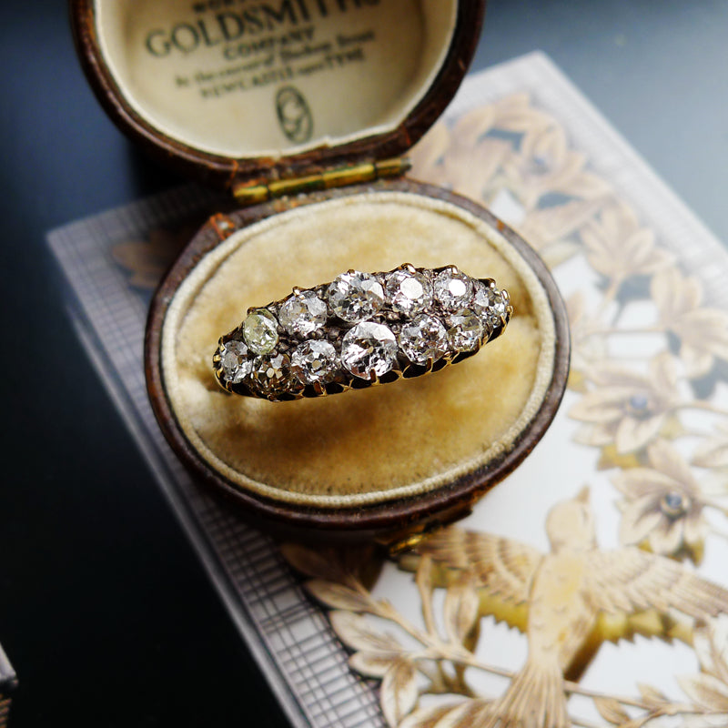 VICTORIAN DOUBLE ROW DIAMOND BOAT SHAPE GORGEOUS RING