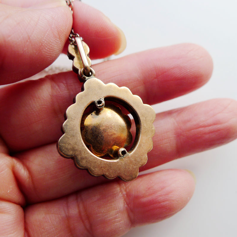 VICTORIAN SILVER AND GOLD PASTE PENDANT WITH SILVER CHAIN