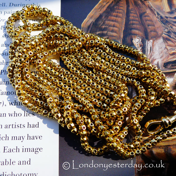 VICTORIAN 9CT GOLD MARKED STUNNING LONG GUARD CHAIN NECKLACE