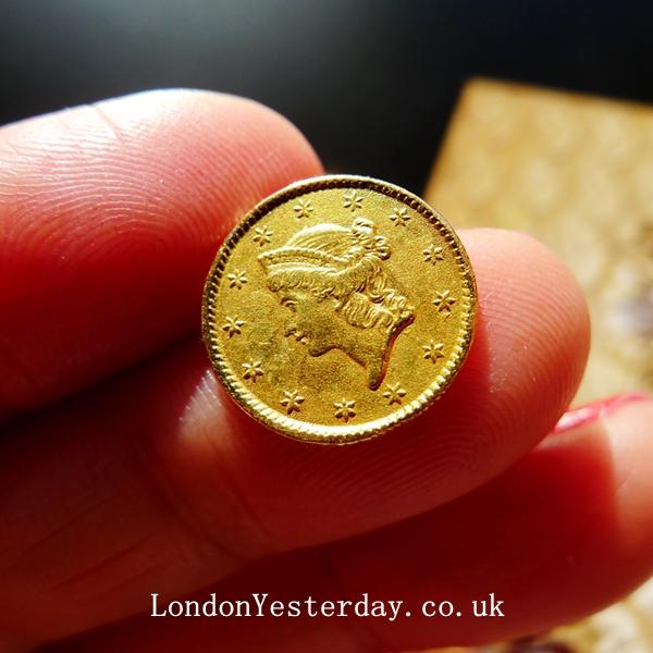 ANTIQUE 22CT GOLD ONE DOLLAR COIN WITH LIBERTY HEAD C1852
