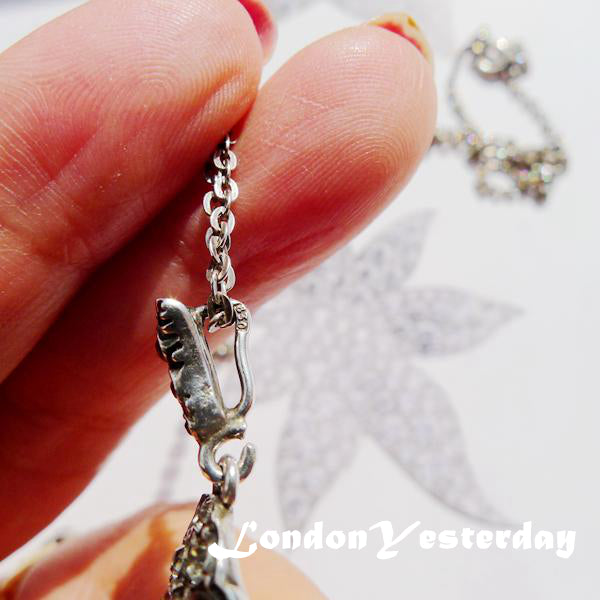 ART NOUVEAU SILVER PASTE SWEDISH FLOWER PENDANT WITH SILVER CHAIN