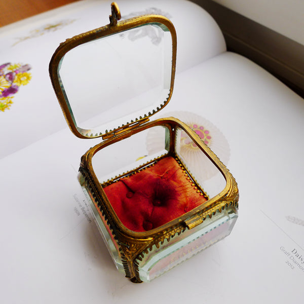 FRENCH END OF 19TH CENTURY ANTIQUE GLASS JEWLLERY BOX