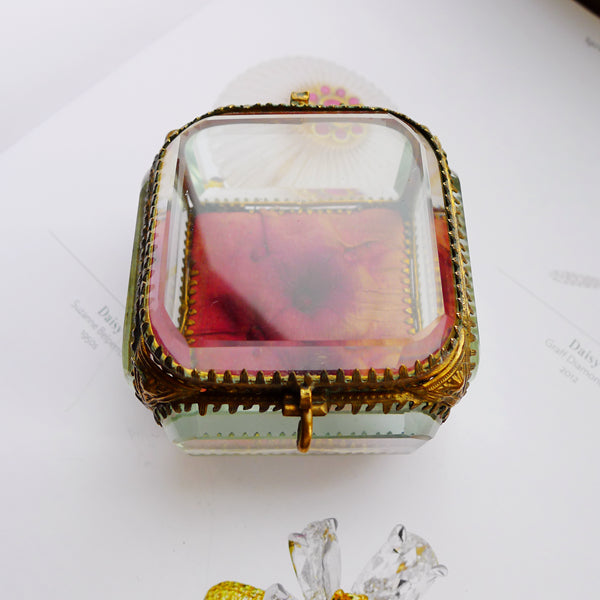 FRENCH END OF 19TH CENTURY ANTIQUE GLASS JEWLLERY BOX