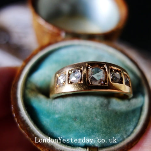 ENGLISH 15CT GOLD HALLMARKED BIRMINGHAM C1889 ROSE CUT DIAMOND RING