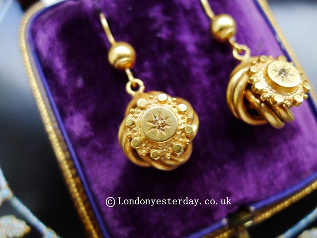 VICTORIAN 9CT GOLD LOVE KNOT EARRINGS